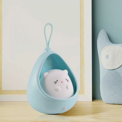 LED Kinderen oriëntatie lamp met sensor KITTY LED/0,5W/5V USB 1200 mAh blauw