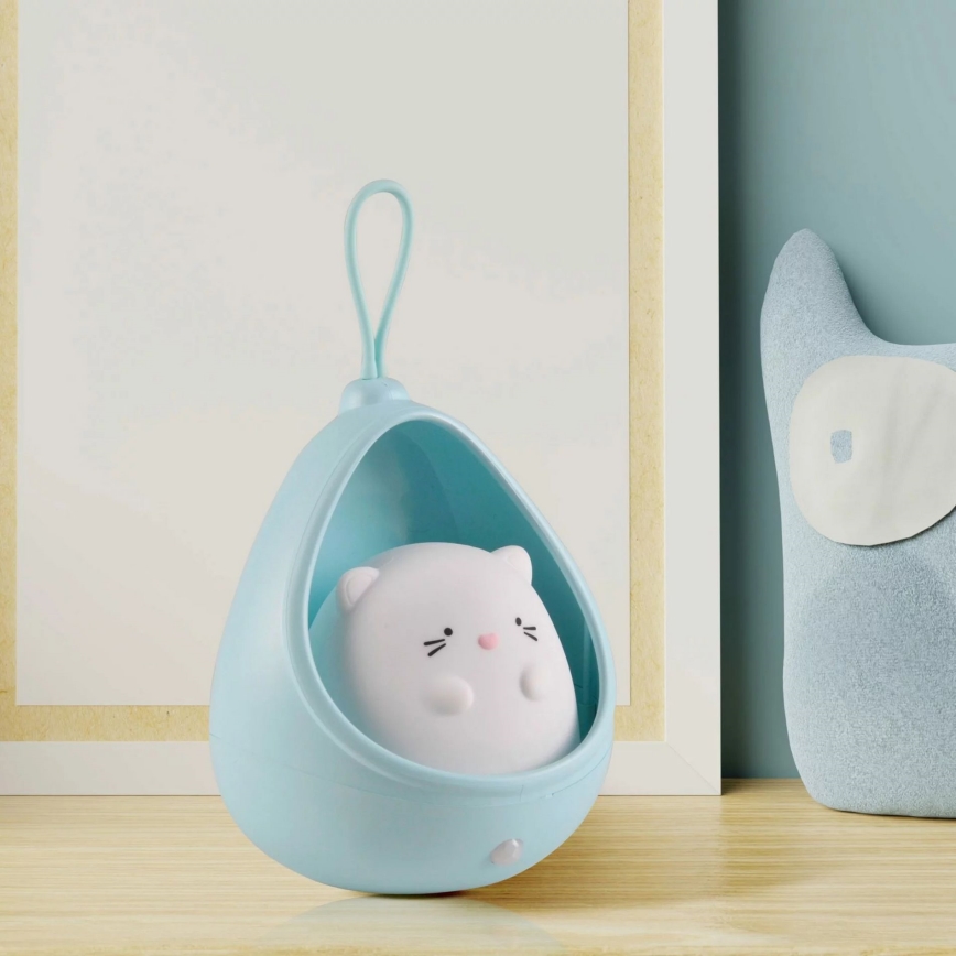 LED Kinderen oriëntatie lamp met sensor KITTY LED/0,5W/5V USB 1200 mAh blauw
