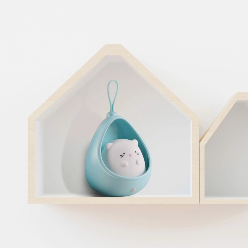 LED Kinderen oriëntatie lamp met sensor KITTY LED/0,5W/5V USB 1200 mAh blauw
