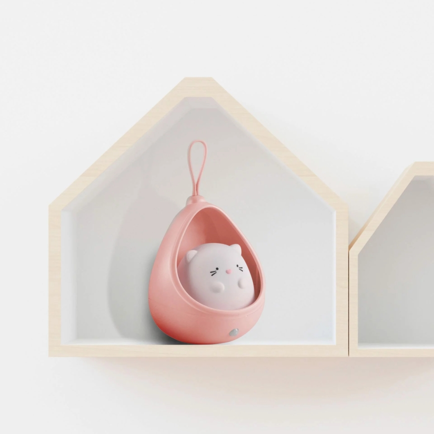 LED Kinderen oriëntatie lamp met sensor KITTY LED/0,5W/5V USB 1200 mAh roze