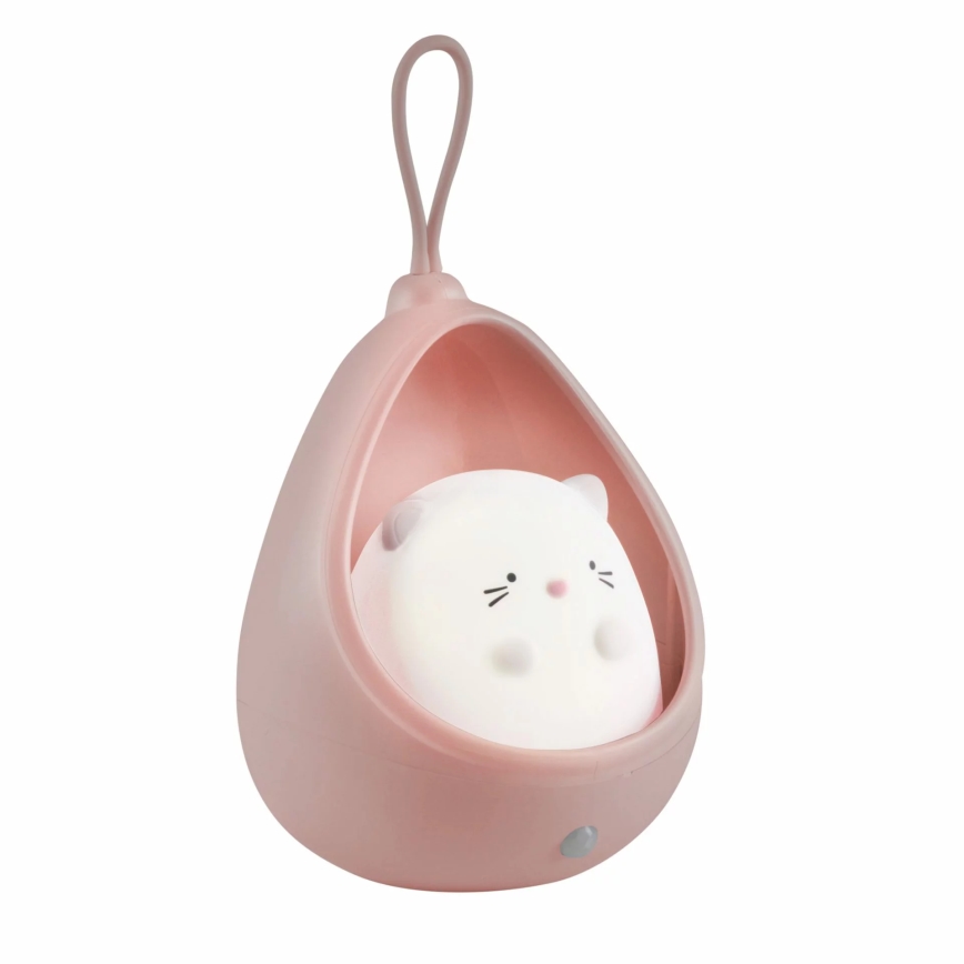 LED Kinderen oriëntatie lamp met sensor KITTY LED/0,5W/5V USB 1200 mAh roze