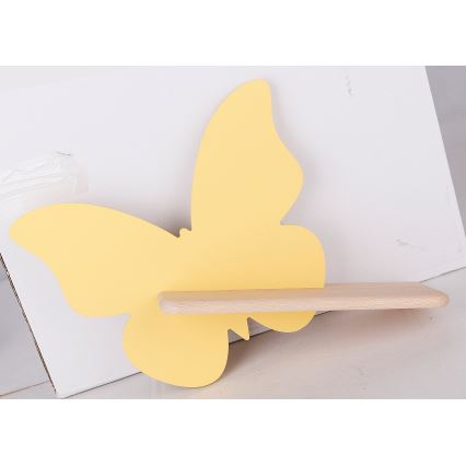 LED Kinderwandlamp met plank BUTTERFLY LED/5W/230V geel/hout