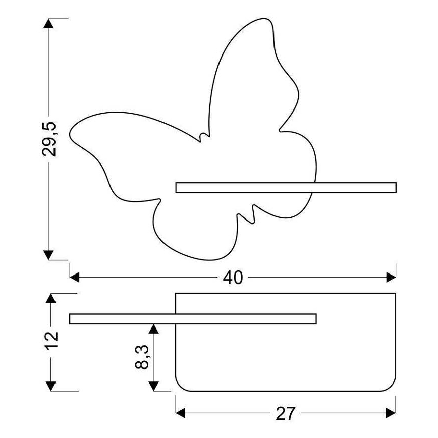 LED Kinderwandlamp met plank BUTTERFLY LED/5W/230V geel/hout,