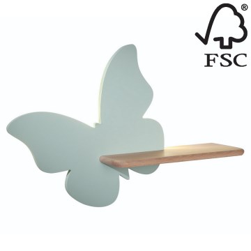 LED Kinderwandlamp met plank BUTTERFLY LED/5W/230V groen/hout