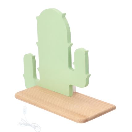 LED Kinderwandlamp met plank CACTUS LED/4W/230V groen/hout