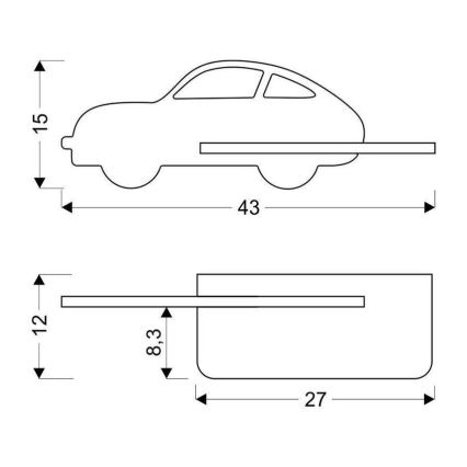 LED kinderwandlamp met plank CAR LED/5W/230V groen/hout