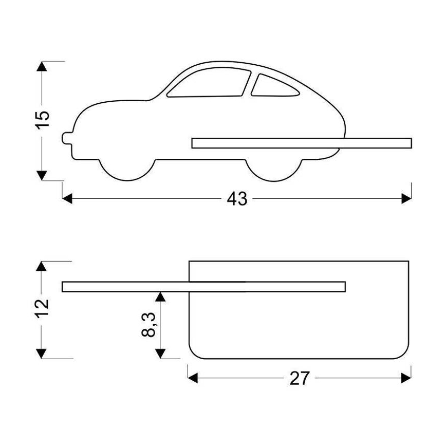 LED kinderwandlamp met plank CAR LED/5W/230V groen/hout