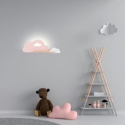 LED Kinderwandlamp met plank CLOUD LED/5W/230V roze/wit,