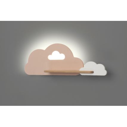 LED Kinderwandlamp met plank CLOUD LED/5W/230V roze/wit,
