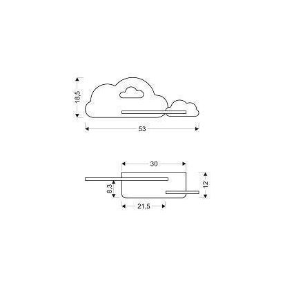 LED Kinderwandlamp met plank CLOUD LED/5W/230V roze/wit,