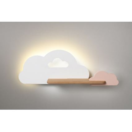 LED Kinderwandlamp met plank CLOUD LED/5W/230V wit/roze,