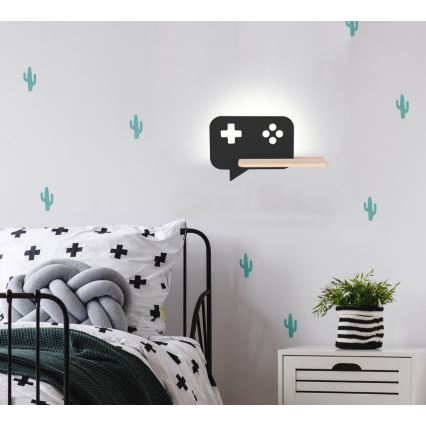 LED Kinderwandlamp met plank CONSOLE LED/5W/230V zwart,