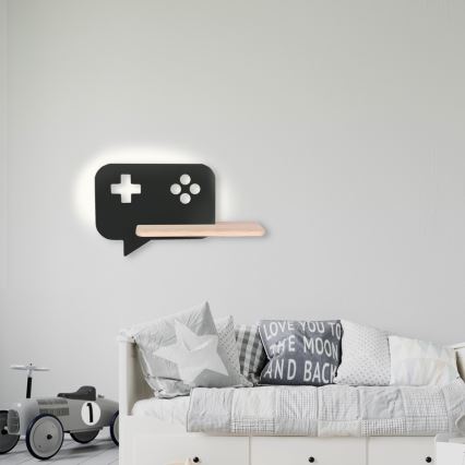 LED Kinderwandlamp met plank CONSOLE LED/5W/230V zwart,