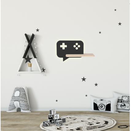 LED Kinderwandlamp met plank CONSOLE LED/5W/230V zwart,