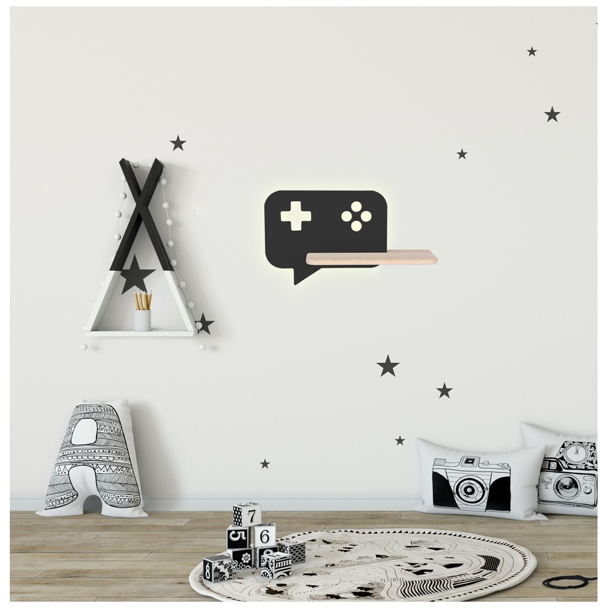 LED Kinderwandlamp met plank CONSOLE LED/5W/230V zwart,