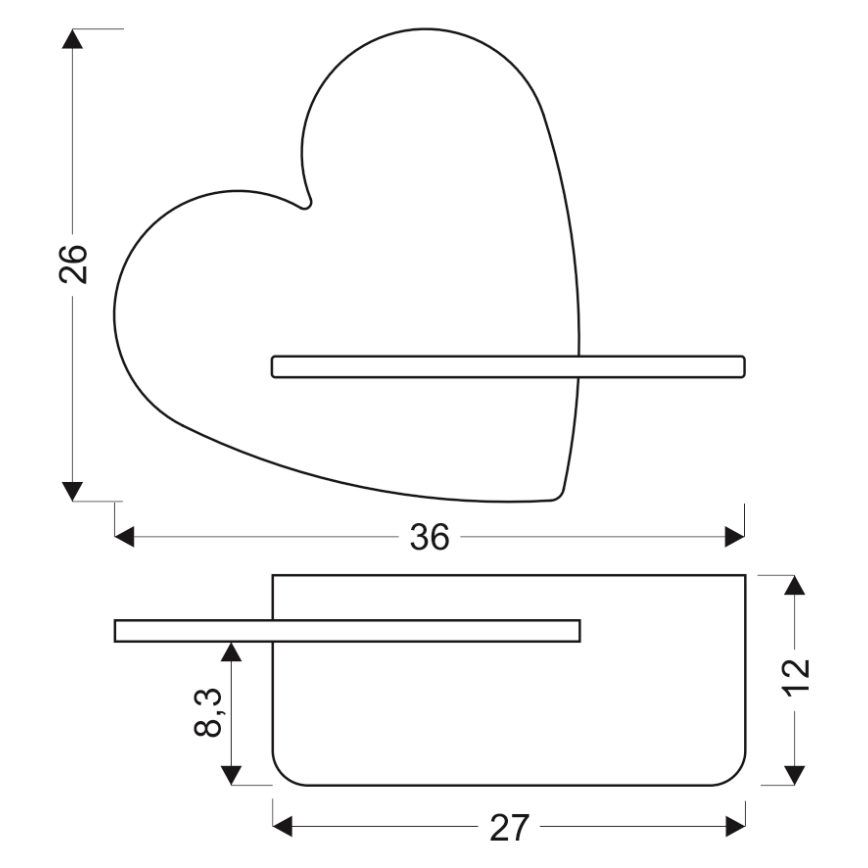 LED Kinderwandlamp met plank HEART LED/5W/230V roze/hout