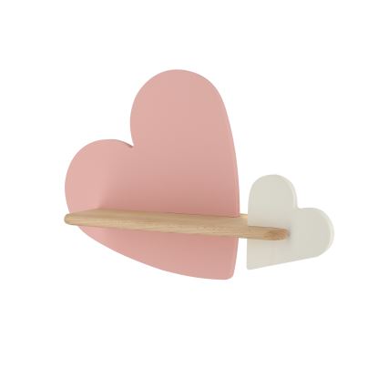 LED Kinderwandlamp met plank HEART LED/5W/230V roze/wit/hout,