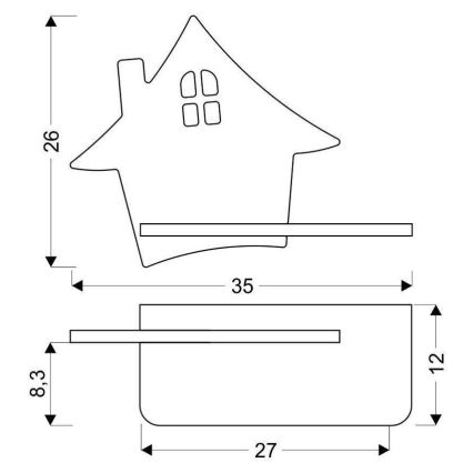 LED Kinderwandlamp met plank HOUSE LED/4W/230V grijs/hout