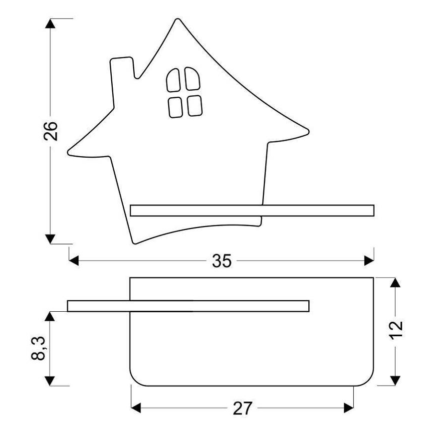 LED Kinderwandlamp met plank HOUSE LED/4W/230V grijs/hout