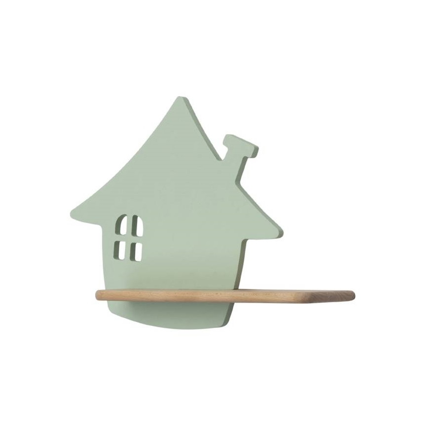 LED Kinderwandlamp met plank HOUSE LED/4W/230V groen/hout