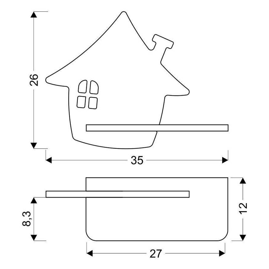 LED Kinderwandlamp met plank HOUSE LED/4W/230V groen/hout