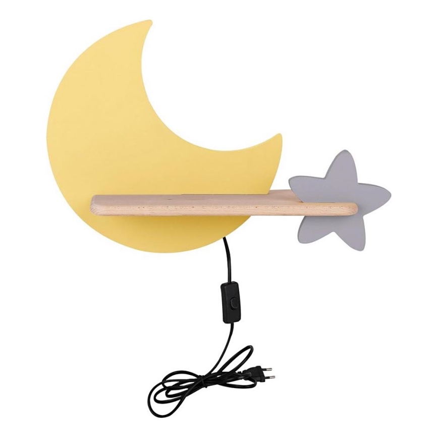 LED Kinderwandlamp met plank MOON LED/5W/230V,
