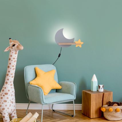 LED Kinderwandlamp met plank MOON LED/5W/230V,