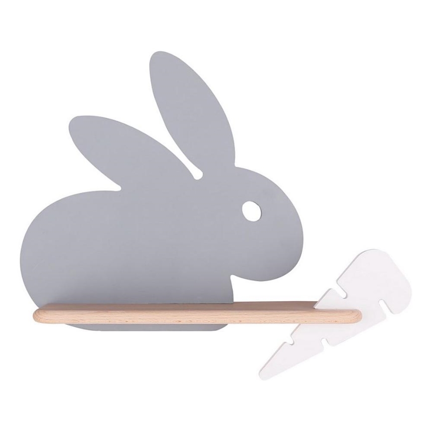 LED Kinderwandlamp met plank RABBIT LED/4W/230V grijs/wit/hout,
