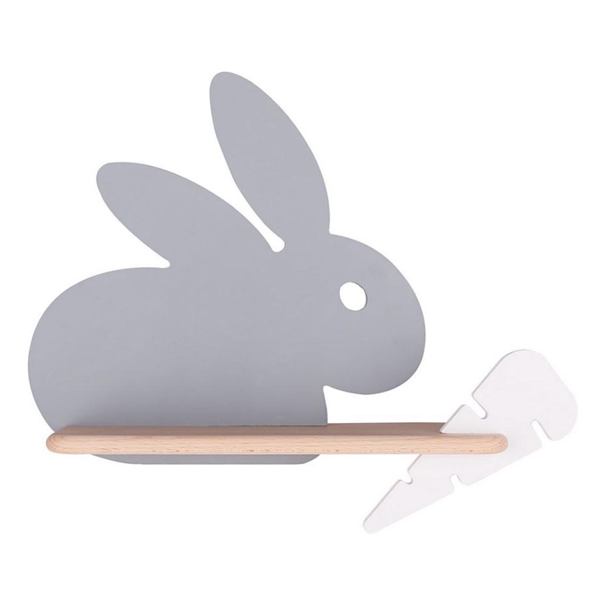 LED Kinderwandlamp met plank RABBIT LED/4W/230V grijs/wit/hout