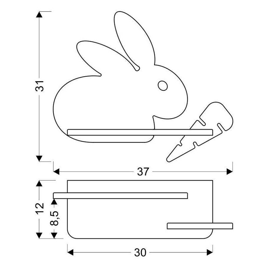 LED Kinderwandlamp met plank RABBIT LED/4W/230V grijs/wit/hout,