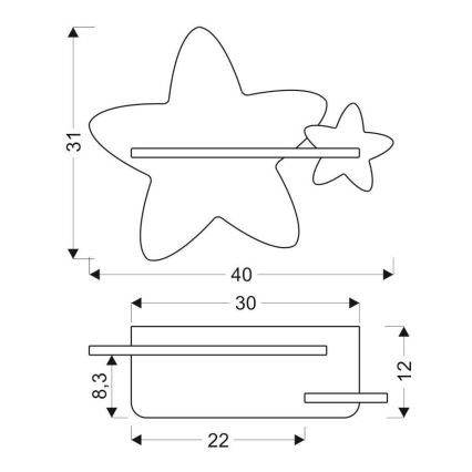 LED kinderwandlamp met plank STER LED / 5W / 230V