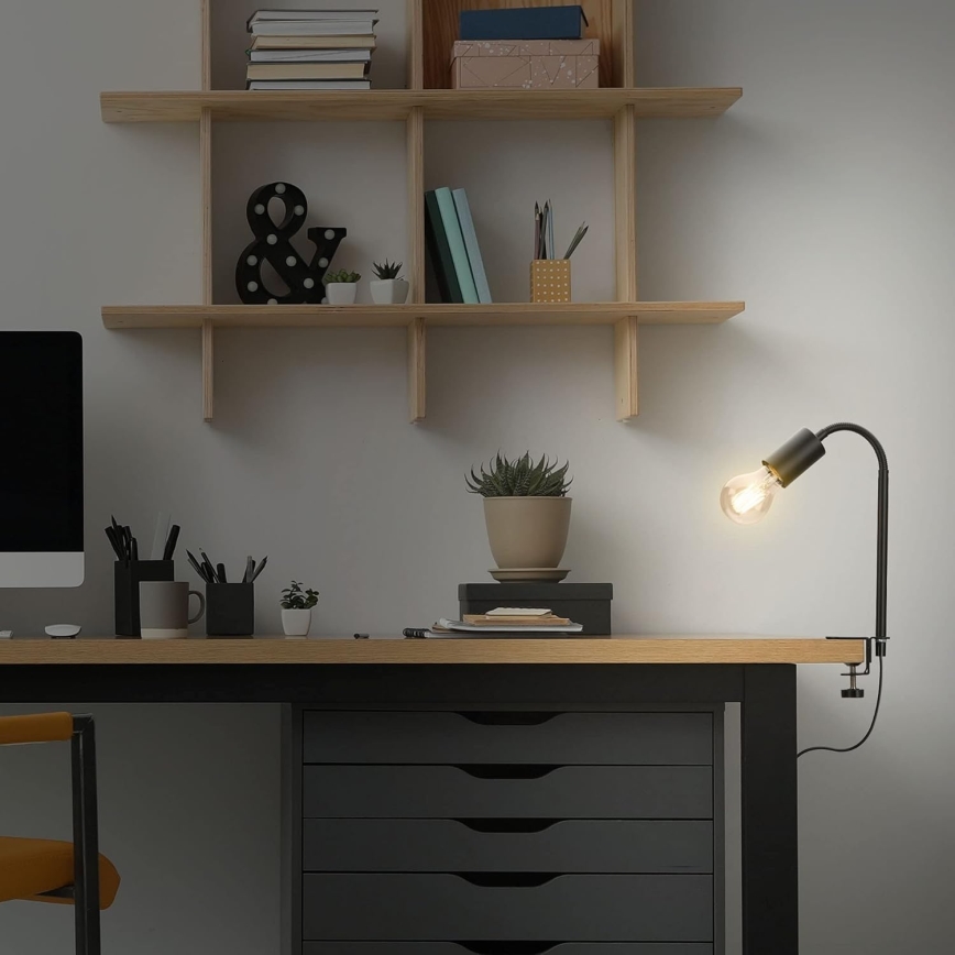 LED klemlamp 1xE27/4,2W/230V 2700K zwart