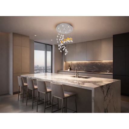 LED kristallen plafondlamp AVARA LED/24W/230V Ø 40 cm glanzend chroom + afstandsbediening