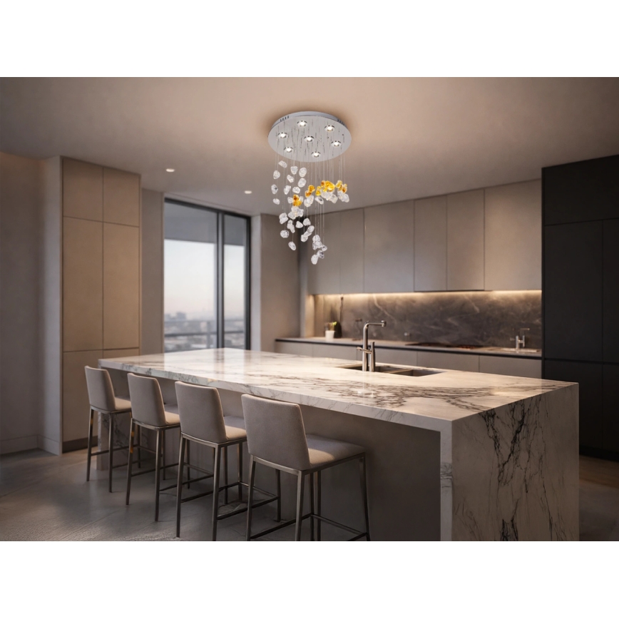 LED kristallen plafondlamp AVARA LED/24W/230V Ø 40 cm glanzend chroom + afstandsbediening