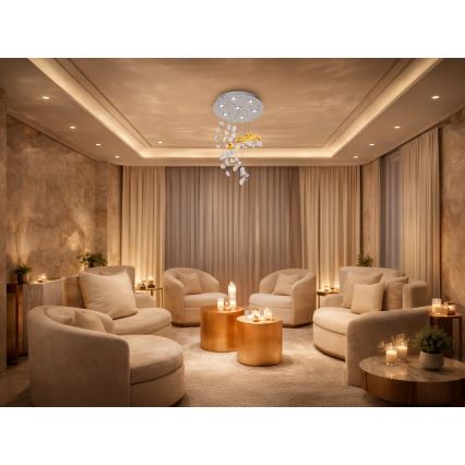 LED kristallen plafondlamp AVARA LED/24W/230V Ø 40 cm glanzend chroom + afstandsbediening
