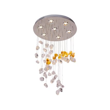 LED kristallen plafondlamp AVARA LED/24W/230V Ø 40 cm glanzend chroom + afstandsbediening