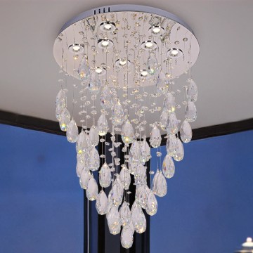 LED kristallen plafondlamp MAJURO, 30 W, 230 V, Ø 45 cm, glanzend chroom, inclusief afstandsbediening