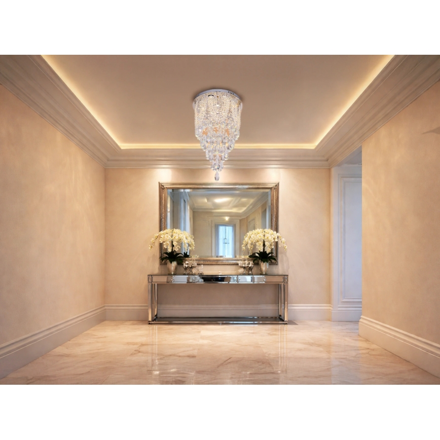 LED kristallen plafondlamp MAJURO LED/30W/230V Ø 40 cm glanzend chroom + afstandsbediening