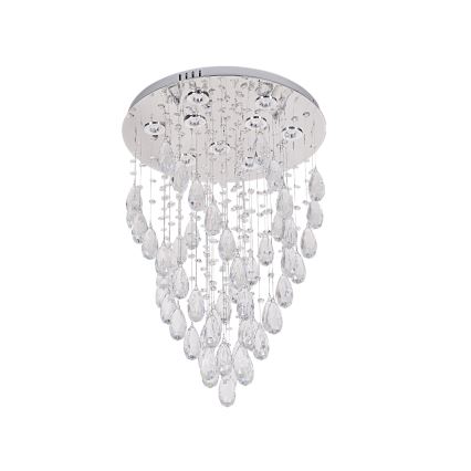 LED kristallen plafondlamp MAJURO, 30 W, 230 V, Ø 45 cm, glanzend chroom, inclusief afstandsbediening