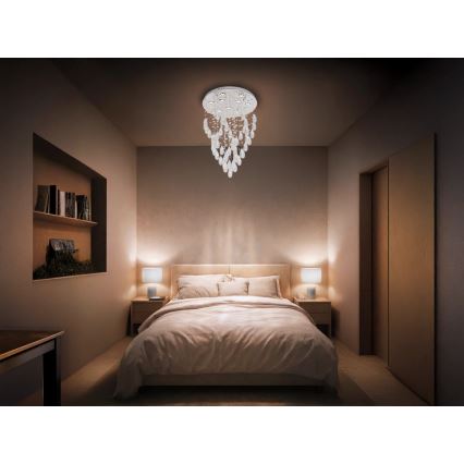LED kristallen plafondlamp MAJURO, 30 W, 230 V, Ø 45 cm, glanzend chroom, inclusief afstandsbediening