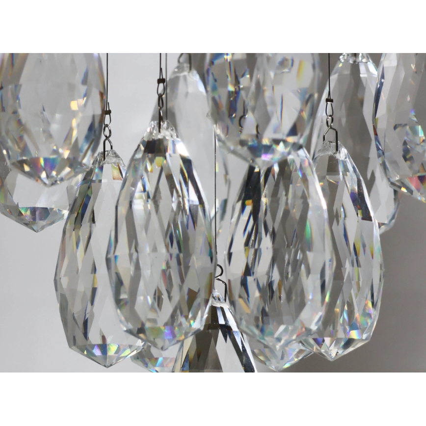 LED kristallen plafondlamp MAJURO, 30 W, 230 V, Ø 45 cm, glanzend chroom, inclusief afstandsbediening