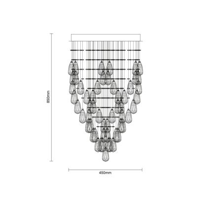 LED kristallen plafondlamp MAJURO, 30 W, 230 V, Ø 45 cm, glanzend chroom, inclusief afstandsbediening