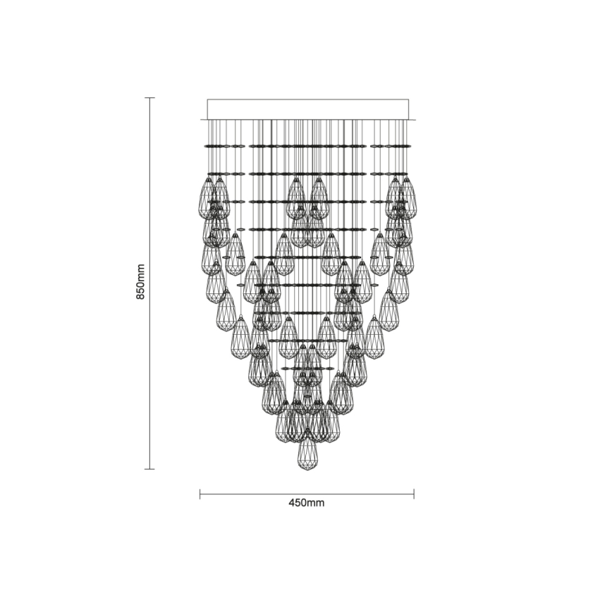 LED kristallen plafondlamp MAJURO, 30 W, 230 V, Ø 45 cm, glanzend chroom, inclusief afstandsbediening