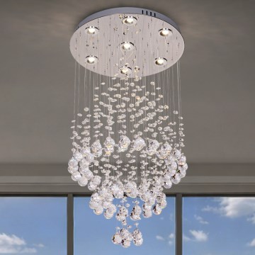 LED kristallen plafondlamp NAURU LED/24W/230V Ø 40 cm glanzend chroom + afstandsbediening