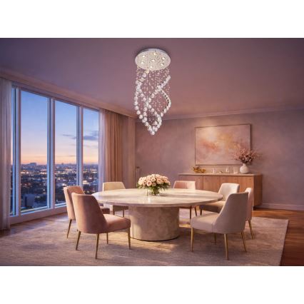 LED-kristallen plafondlamp NAURU LED/24W/230V Ø 40 cm glanzend chroom + afstandsbediening