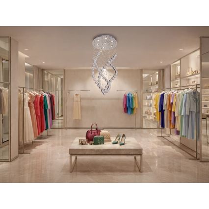 LED-kristallen plafondlamp NAURU LED/24W/230V Ø 40 cm glanzend chroom + afstandsbediening