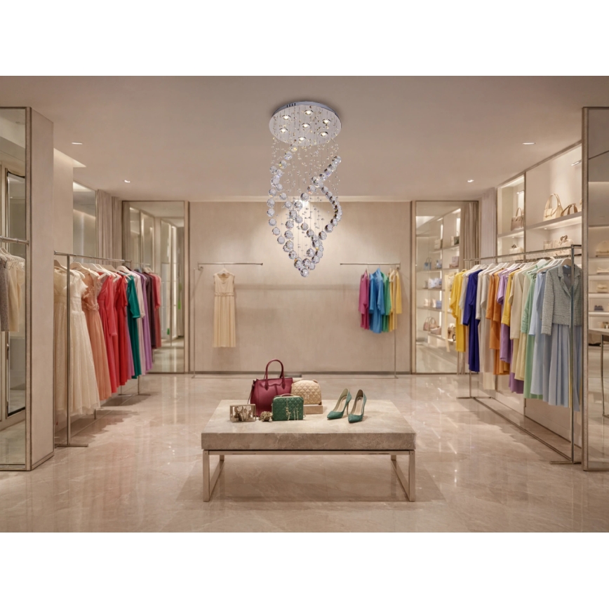 LED-kristallen plafondlamp NAURU LED/24W/230V Ø 40 cm glanzend chroom + afstandsbediening