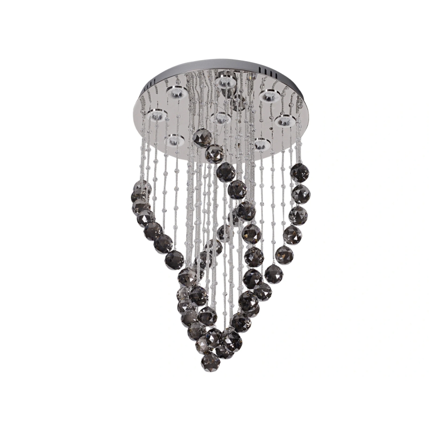 LED kristallen plafondlamp NAURU LED/30W/230V Ø 40 cm glanzend chroom/zwart + afstandsbediening
