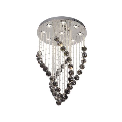 LED kristallen plafondlamp NAURU LED/30W/230V Ø 40 cm glanzend chroom/zwart + afstandsbediening