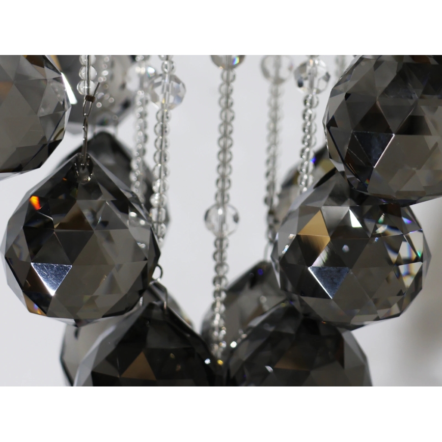 LED kristallen plafondlamp NAURU LED/30W/230V Ø 40 cm glanzend chroom/zwart + afstandsbediening